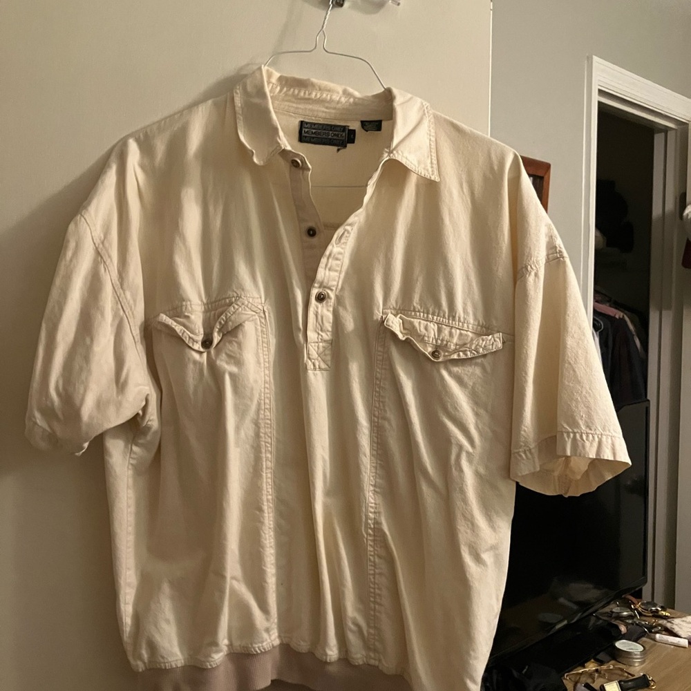 Members Only Cream Casual Button Down Shirt